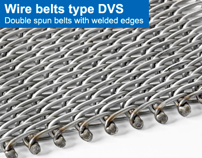 Wire belts type DVS. Double spun belts with welded edges
