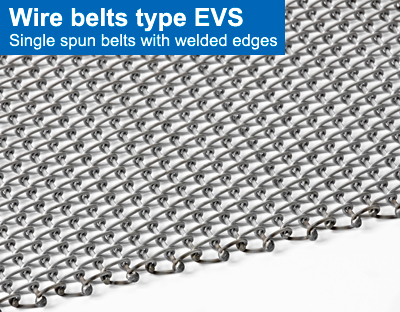 Wire belts type EVS. Single spun belts with welded edges