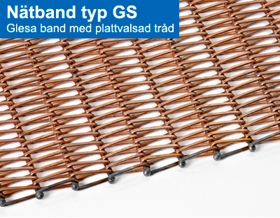 Nätband typ GS. Glesa band med plattvalsad tråd