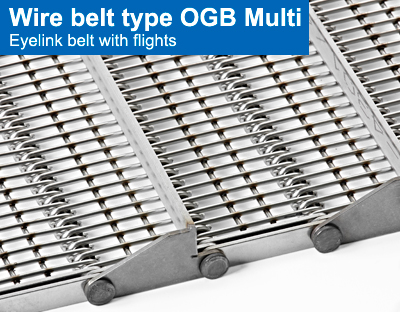 Wire belt type OGB Multi. Eyelink belt with flights
