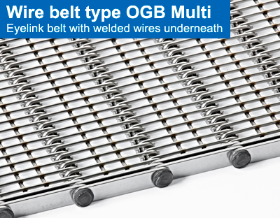 Wire belt type OGB Multi. Eyelink belt with welded wires underneath